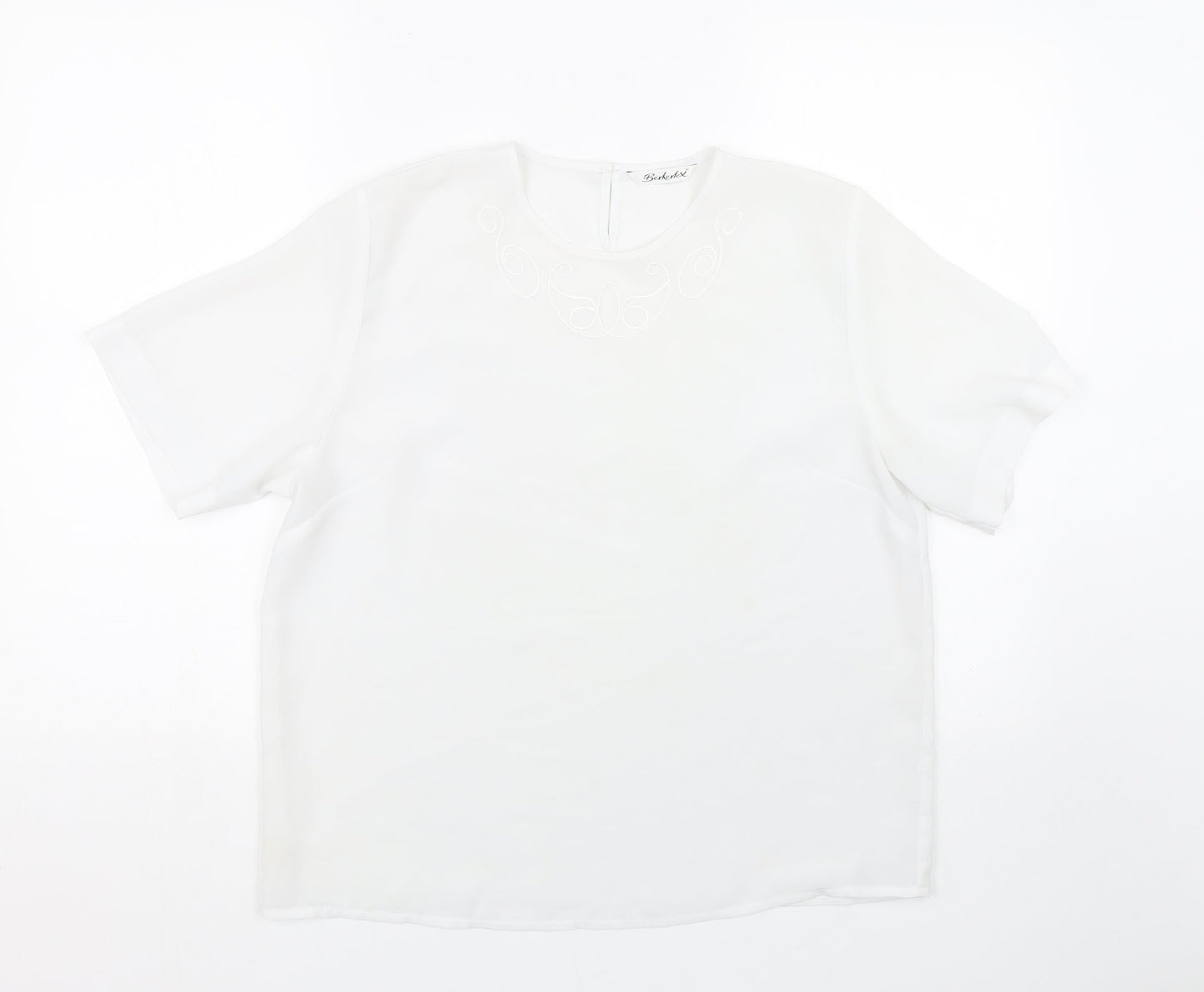 Berkertex Womens White Floral  Basic Blouse Size 16