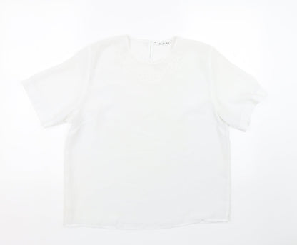 Berkertex Womens White Floral  Basic Blouse Size 16