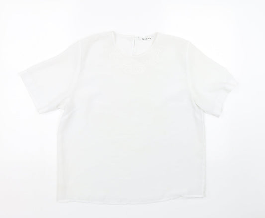 Berkertex Womens White Floral  Basic Blouse Size 16