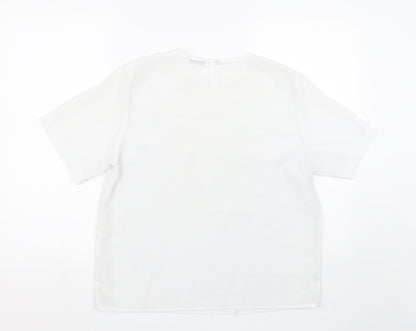 Berkertex Womens White Floral  Basic Blouse Size 16