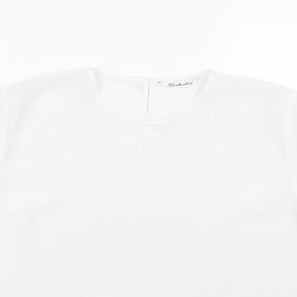 Berkertex Womens White Floral  Basic Blouse Size 16