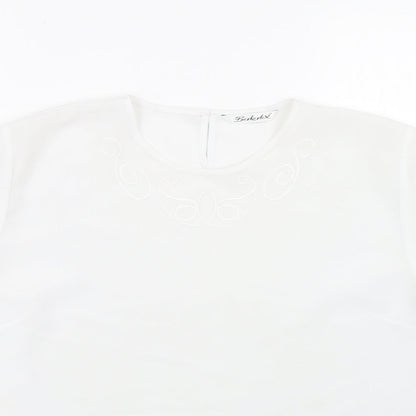 Berkertex Womens White Floral  Basic Blouse Size 16