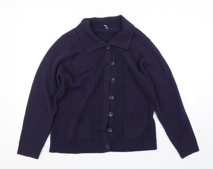 Womens UK Size 16 Preworn Blue Cardigan Jumper