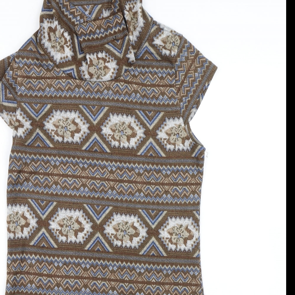 Mela London Womens Brown Fair Isle  Jumper Dress  Size S