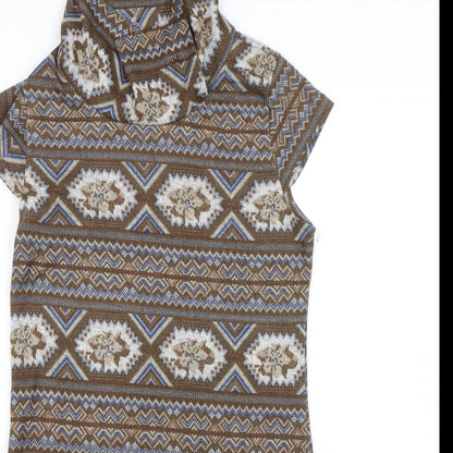 Mela London Womens Brown Fair Isle  Jumper Dress  Size S