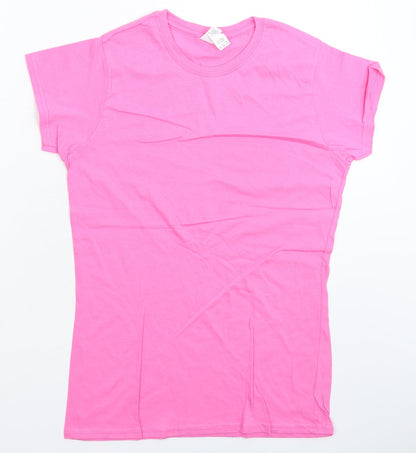 Womens UK Size L Gildan Pink Basic T-Shirt