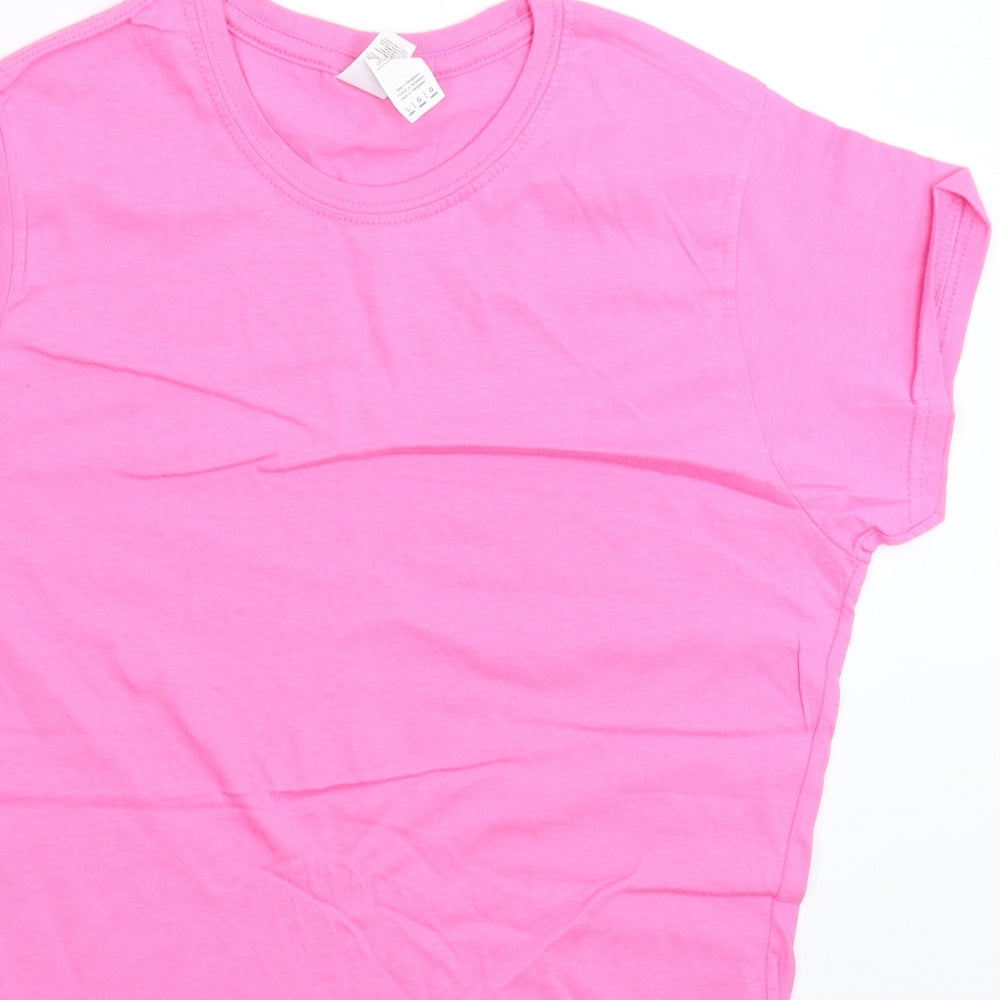 Womens UK Size L Gildan Pink Basic T-Shirt