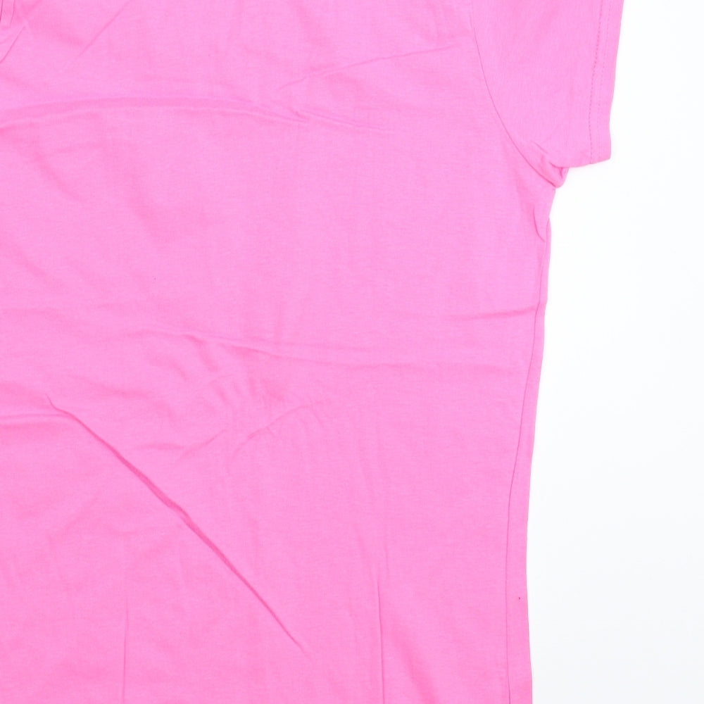 Womens UK Size L Gildan Pink Basic T-Shirt