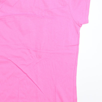Womens UK Size L Gildan Pink Basic T-Shirt