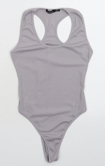 Boohoo Womens Grey   Bodysuit One-Piece Size 6