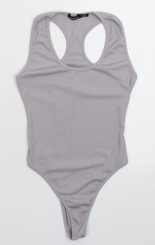 Boohoo Womens Grey   Bodysuit One-Piece Size 6