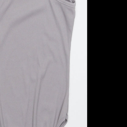 Boohoo Womens Grey   Bodysuit One-Piece Size 6