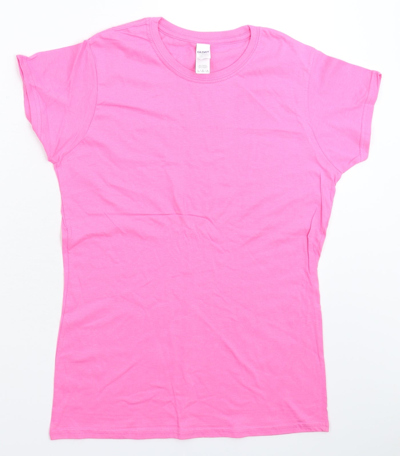 Womens UK Size L Gildan Pink Basic T-Shirt