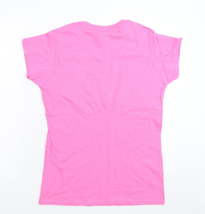 Womens UK Size L Gildan Pink Basic T-Shirt