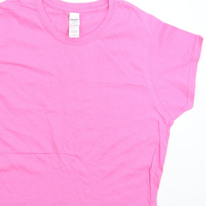 Womens UK Size L Gildan Pink Basic T-Shirt