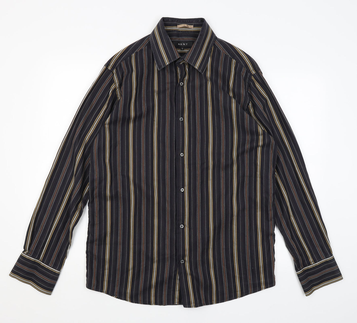 Mens UK Size L NEXT Black  Button-Up Long Sleeve Casual Shirt