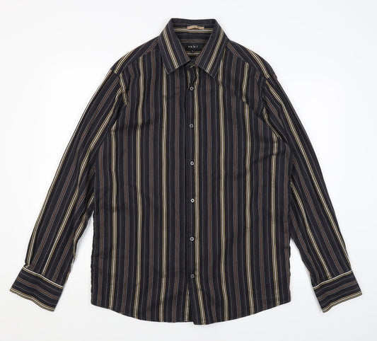 Mens UK Size L NEXT Black  Button-Up Long Sleeve Casual Shirt