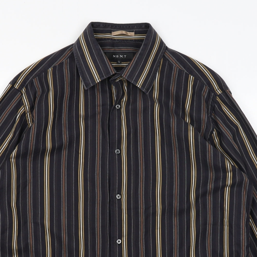 Mens UK Size L NEXT Black  Button-Up Long Sleeve Casual Shirt