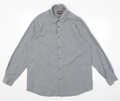 Mens UK Size L Trader Blue  Button-Up Long Sleeve Casual Shirt