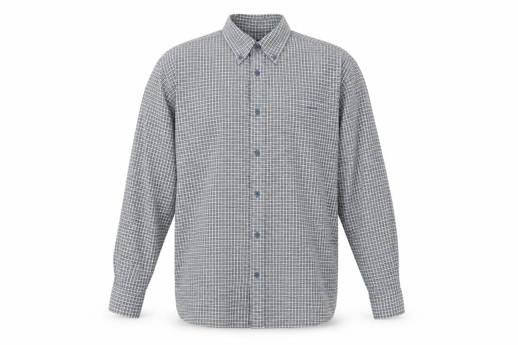 Mens UK Size L Trader Blue  Button-Up Long Sleeve Casual Shirt