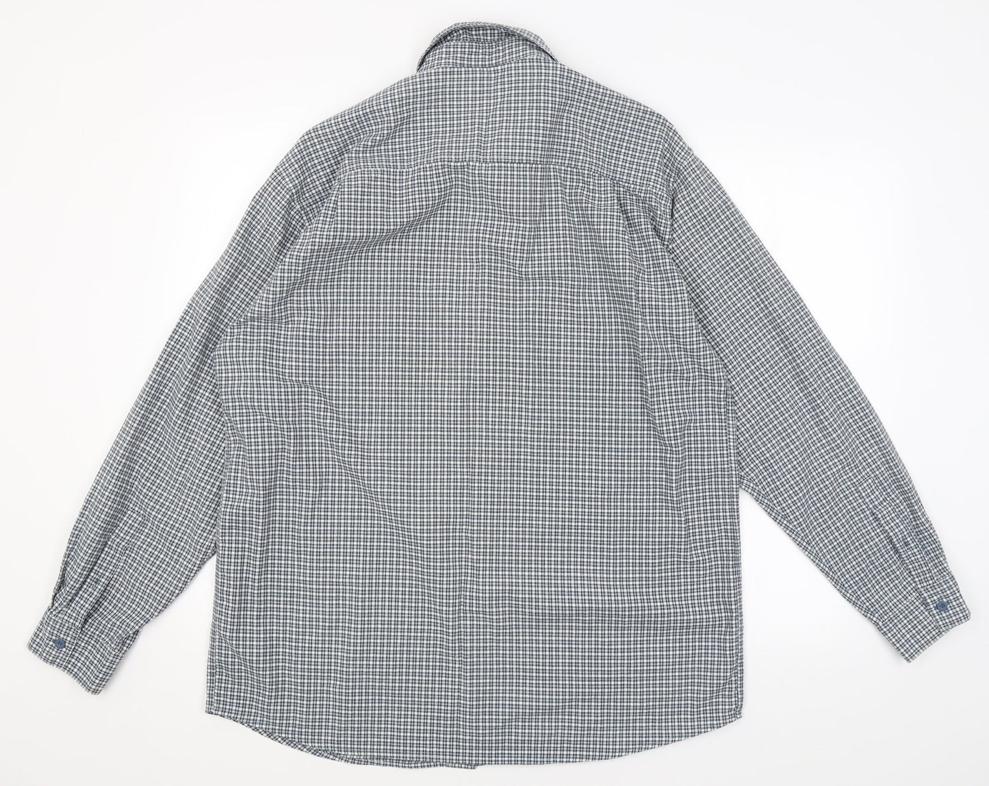 Mens UK Size L Trader Blue  Button-Up Long Sleeve Casual Shirt