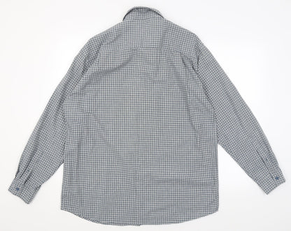 Mens UK Size L Trader Blue  Button-Up Long Sleeve Casual Shirt