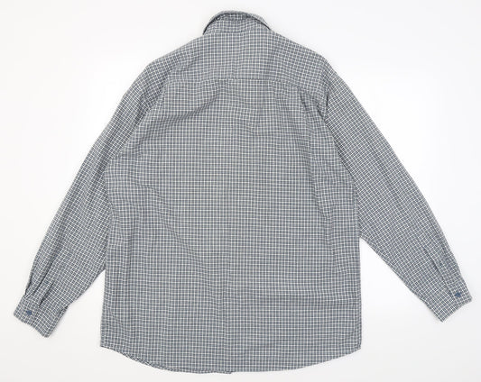 Trader Mens Blue Check   Button-Up Size L