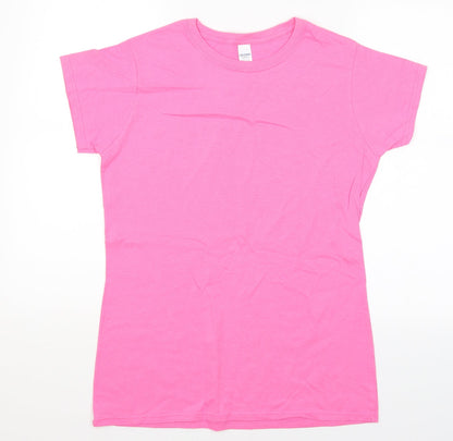 Womens UK Size XL Gildan Pink Basic T-Shirt