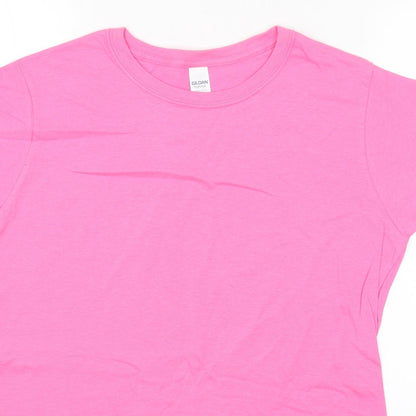 Womens UK Size XL Gildan Pink Basic T-Shirt