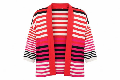 Marks & Spencer Womens White Striped  Cardigan Jumper Size 12