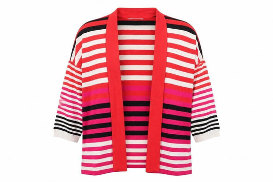 Marks & Spencer Womens White Striped  Cardigan Jumper Size 12