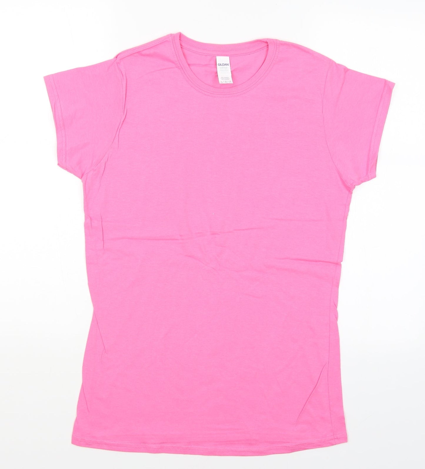 Womens UK Size L Gildan Pink Basic T-Shirt