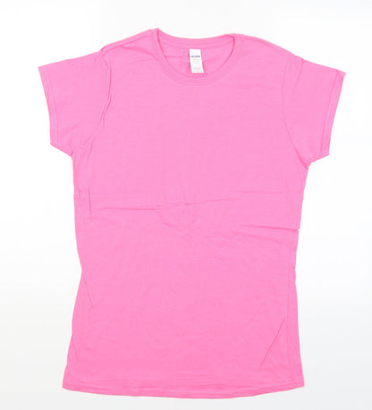 Womens UK Size L Gildan Pink Basic T-Shirt