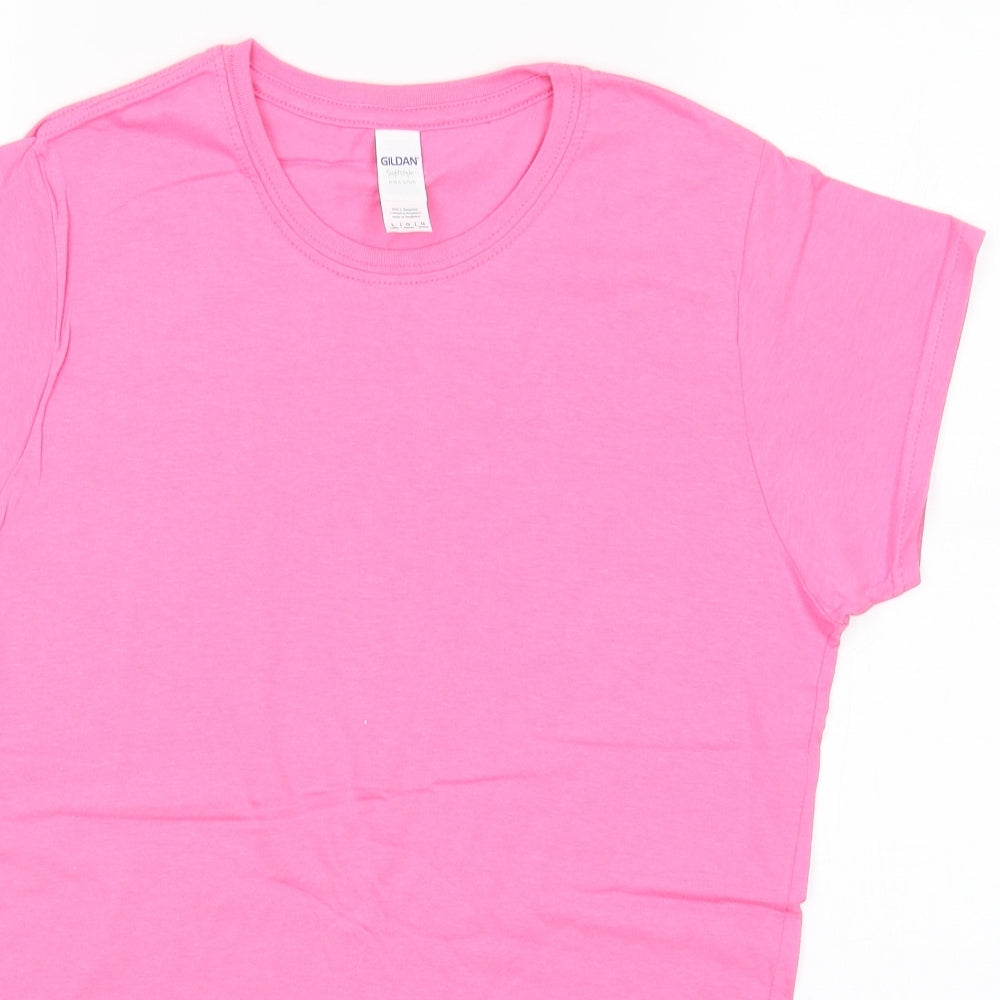 Womens UK Size L Gildan Pink Basic T-Shirt