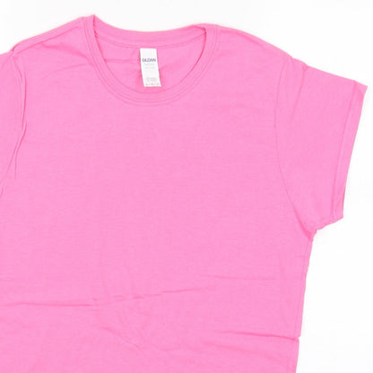 Womens UK Size L Gildan Pink Basic T-Shirt