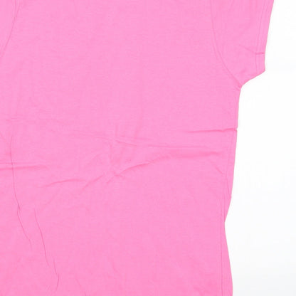 Womens UK Size L Gildan Pink Basic T-Shirt