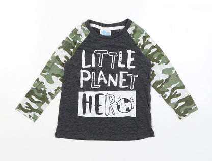 So Cute Boys Grey Camouflage  Basic T-Shirt Size 2-3 Years  - Little Planet Hero