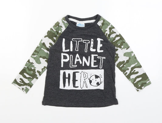 So Cute Boys Grey Camouflage  Basic T-Shirt Size 2-3 Years  - Little Planet Hero