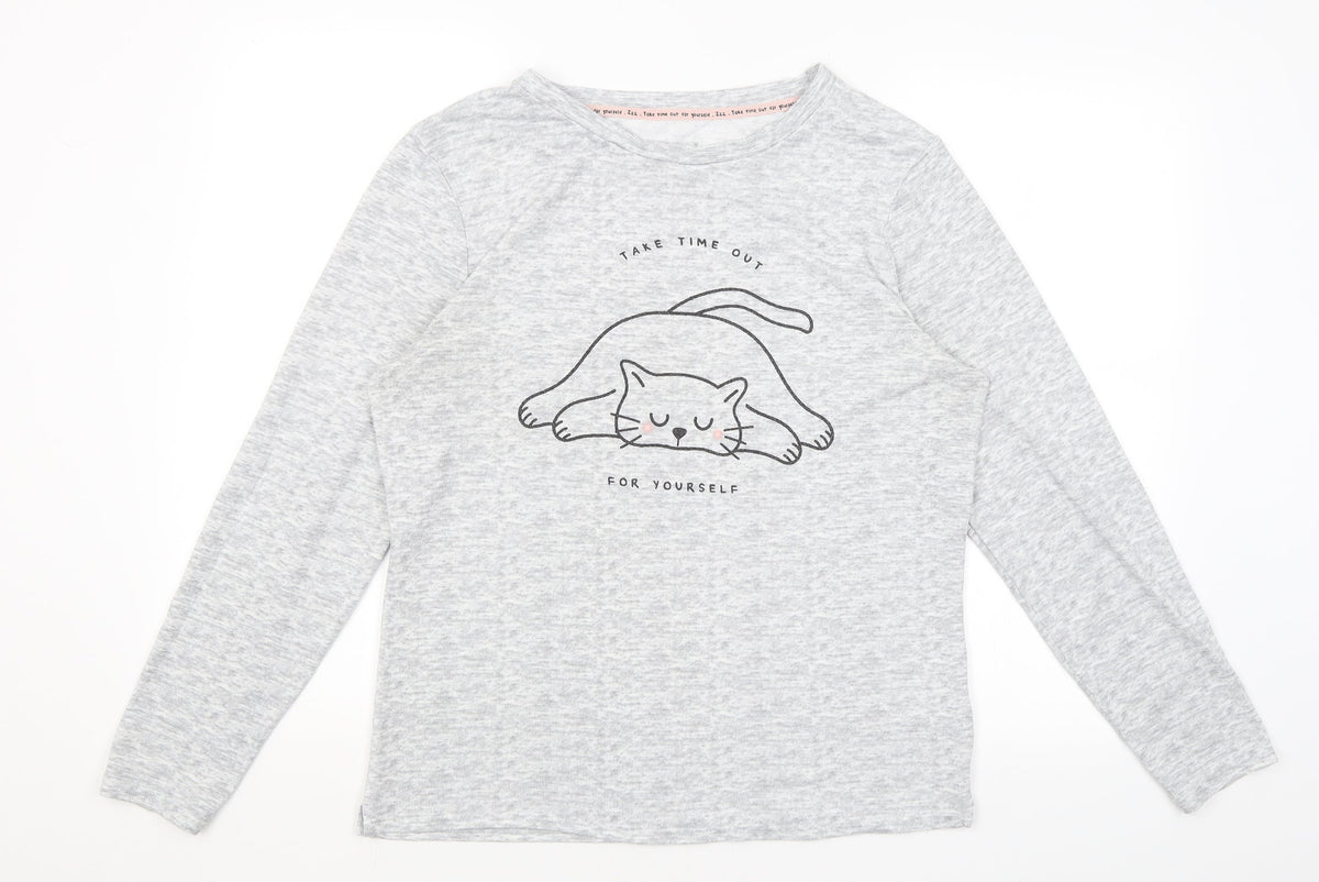 Love To Lounge Womens Grey Solid  Top Pyjama Top   - Cat