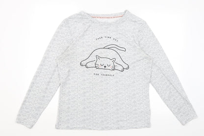 Love To Lounge Womens Grey Solid  Top Pyjama Top   - Cat