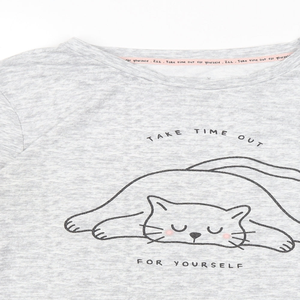 Love To Lounge Womens Grey Solid  Top Pyjama Top   - Cat