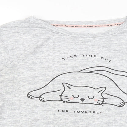 Love To Lounge Womens Grey Solid  Top Pyjama Top   - Cat