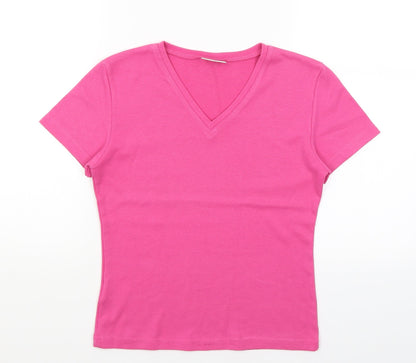 Womens UK Size S Joie De Vivre Pink Basic T-Shirt
