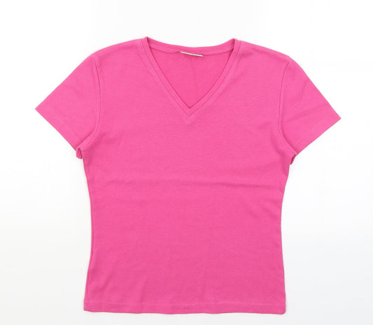 Womens UK Size S Joie De Vivre Pink Basic T-Shirt