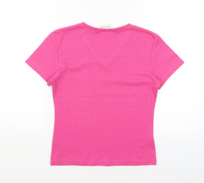Womens UK Size S Joie De Vivre Pink Basic T-Shirt