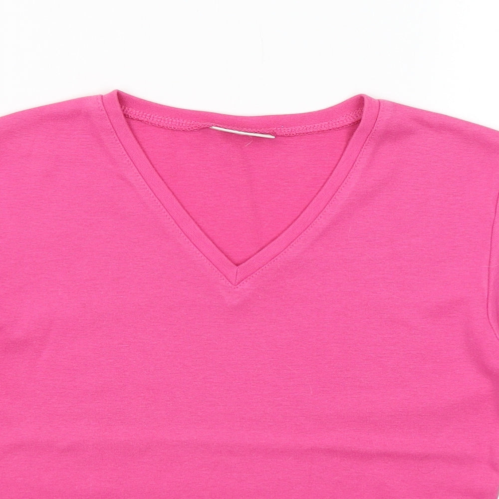 Womens UK Size S Joie De Vivre Pink Basic T-Shirt