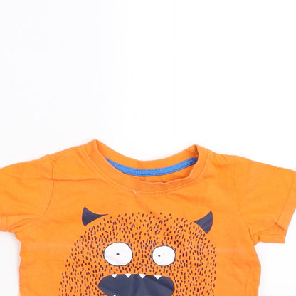Primark Baby Orange   Basic T-Shirt Size 9-12 Months  - monster
