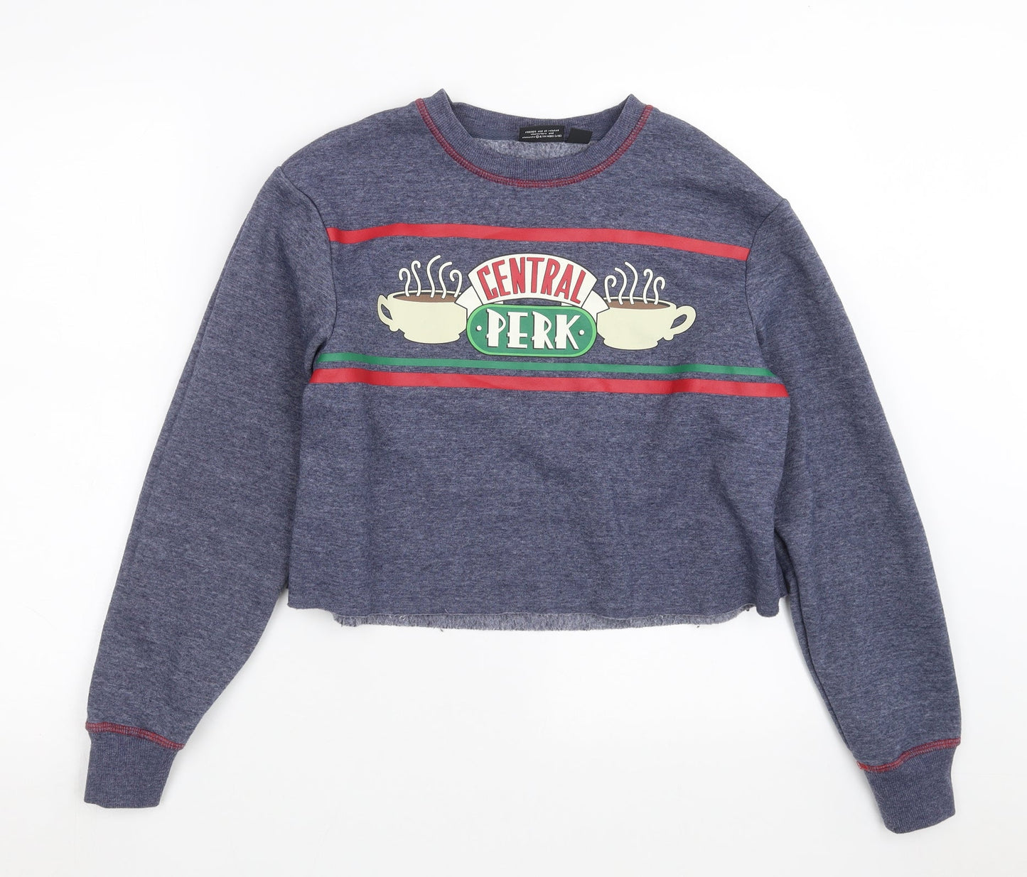 Primark Womens Blue   Pullover Sweatshirt Size 2XS  - cropped, friends