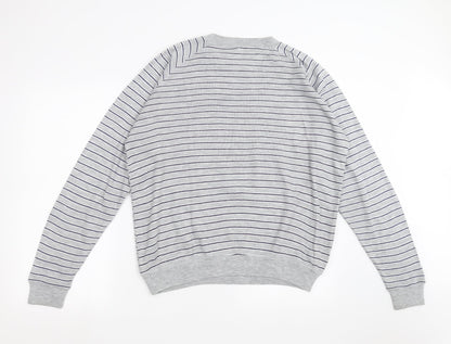 Preworn Mens Grey Striped Knit Pullover Jumper Size L