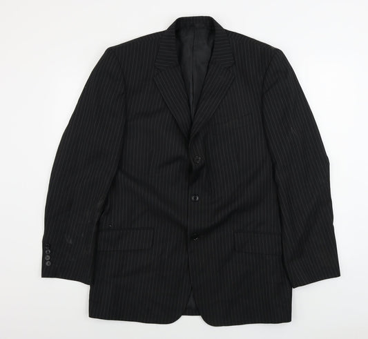 you Mens Black Striped  Jacket Blazer Size 42